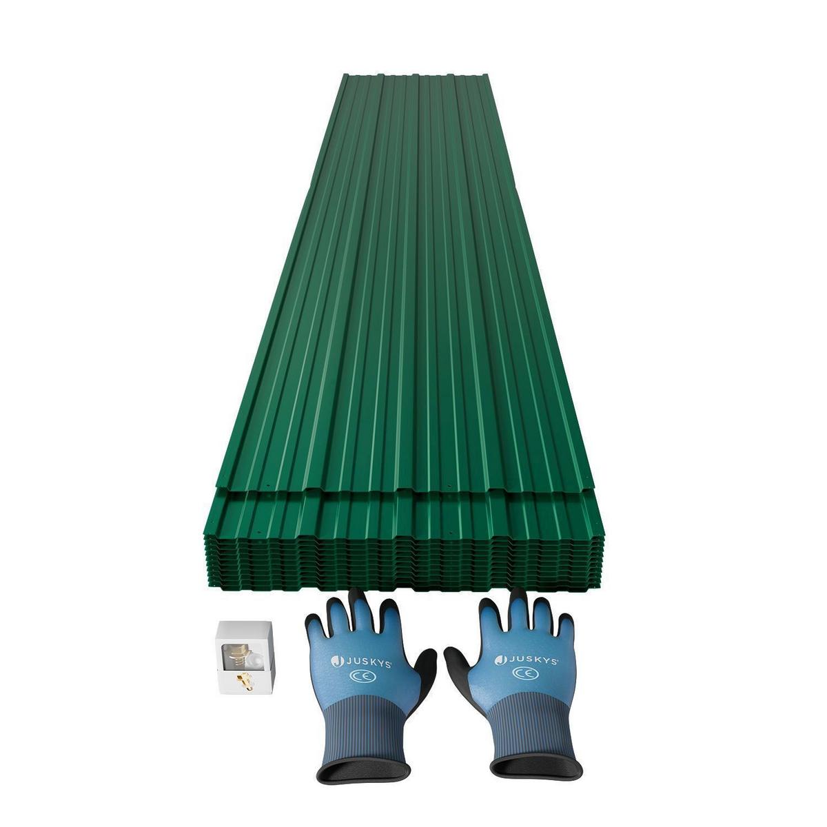 PROFILBLECH Grün 110x45 cm 14er-Set - Grün, Metall (45/110cm) - Juskys