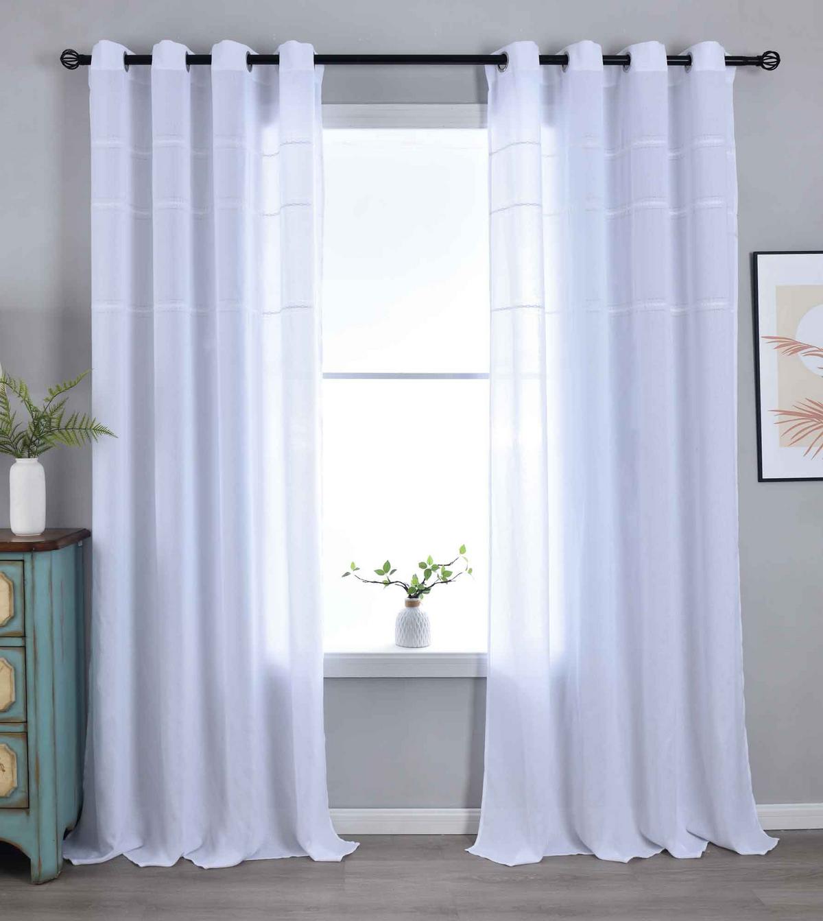 VORHANG 2ER SET »Leipzig« HxB 245x145 cm Weiß - Weiß, Textil (145/245cm) - Gardinenbox