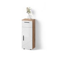 MIDISCHRANK Ronco Weiß Hochglanz/Goldkraft Eiche 30 x 81 cm - Honigeiche/Weiß Hochglanz, Holzwerkstoff (30/81/30cm) - Livinity®