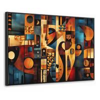 LEINWAND Bilder mit Rahmen - Figuren - Abstrakt - Symbole - 120x80 - Terracotta, Textil (120/80cm) - MuchoWow