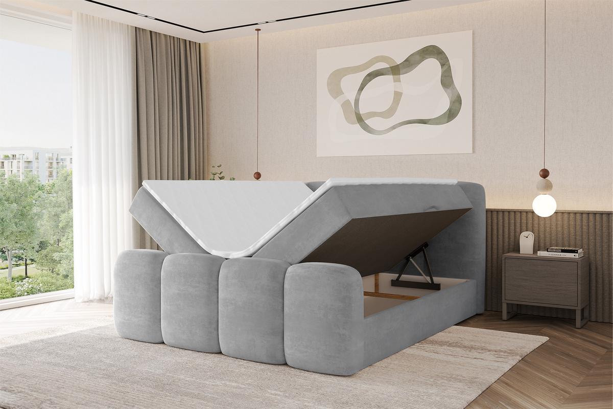 BOXBETT mit Matratze H4 und Lattenrost - NINA-Z - 120x200 cm Monolith - Hellgrau - Hellgrau, Holzwerkstoff (120/200cm) - ALTDECOR