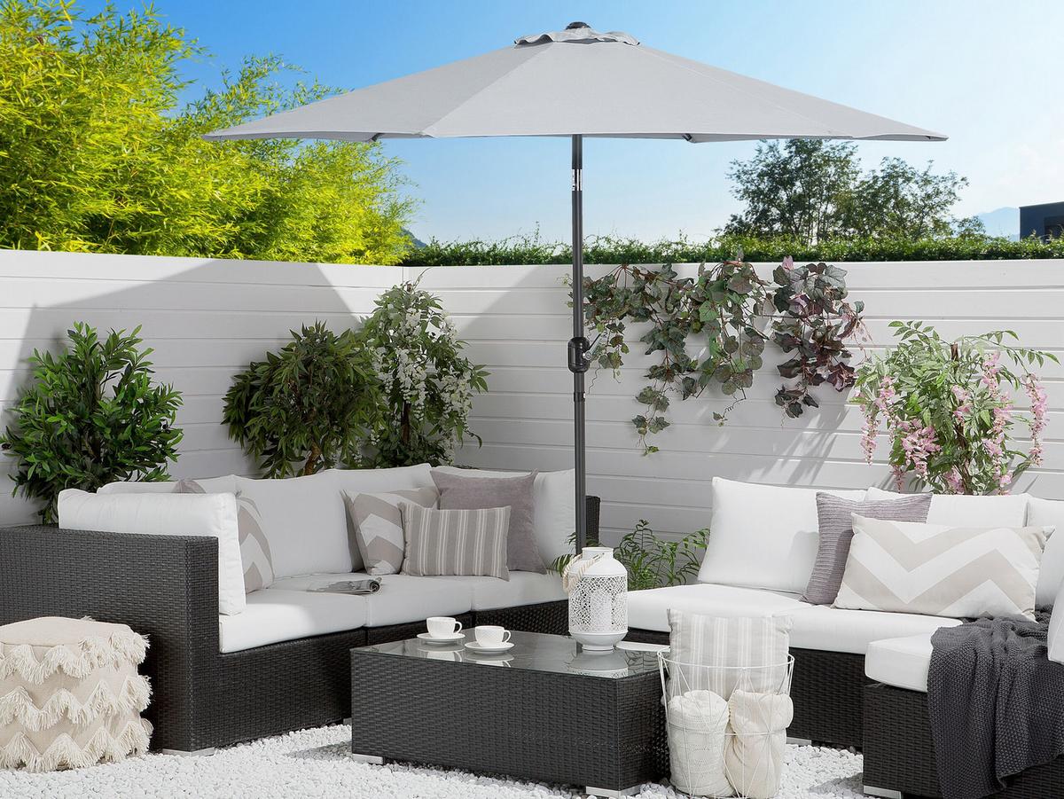 SONNENSCHIRM 270 cm hellgrau Varese - Hellgrau, Textil (270/270cm) - Beliani