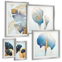 BILDER SET 5er Set - 50x50 cm & 20x30 cm & 40x60 cm Silberner Rahmen - Zitronenweinporträt Kahlo - Silberfarben, Kunststoff (40/60cm) - TULUP
