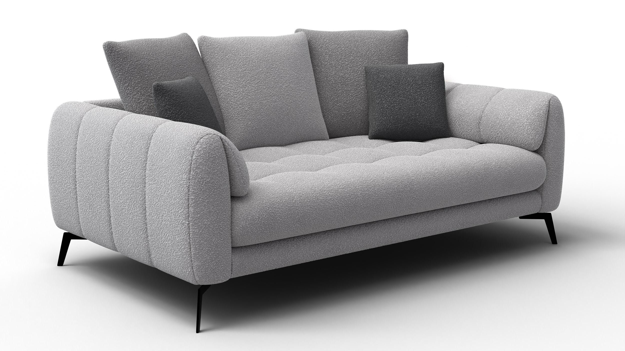 SOFA CALME 2,5-Sitzer, hellgrau und dunkelgrau - Hellgrau/Schwarz, Holz/Textil (199/92/108cm) - Wozimo