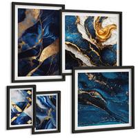 BILDER SET 5er Set - 50x50 cm & 20x30 cm & 40x60 cm Schwarzer Rahmen - Abstrakte, elegante Muster - Schwarz, Kunststoff (40/60cm) - TULUP