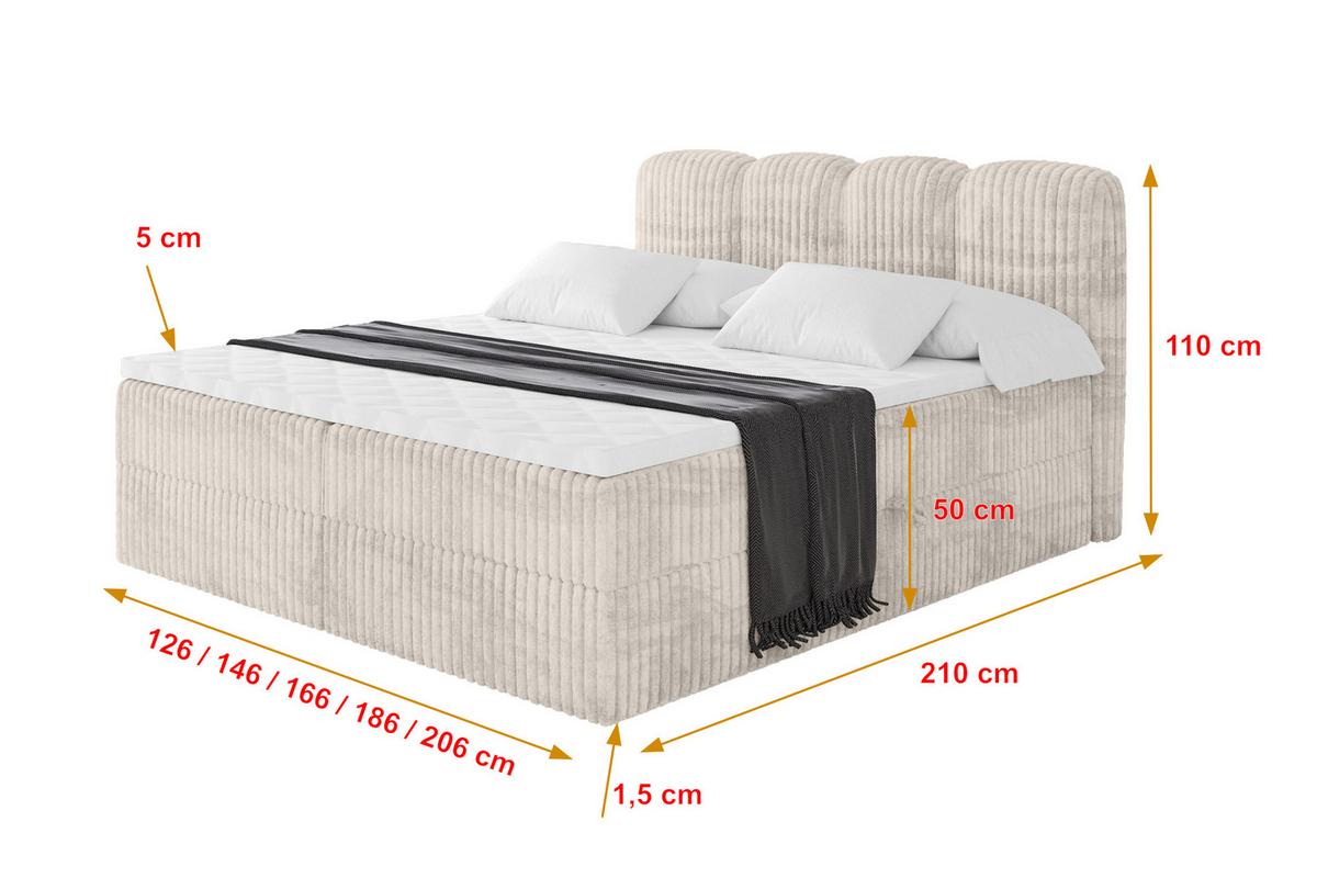 BOXBETT mit Matratze H4 und Lattenrost - NINA - 120x200 cm Tila - Creme - Creme, Holzwerkstoff (120/200cm) - ALTDECOR