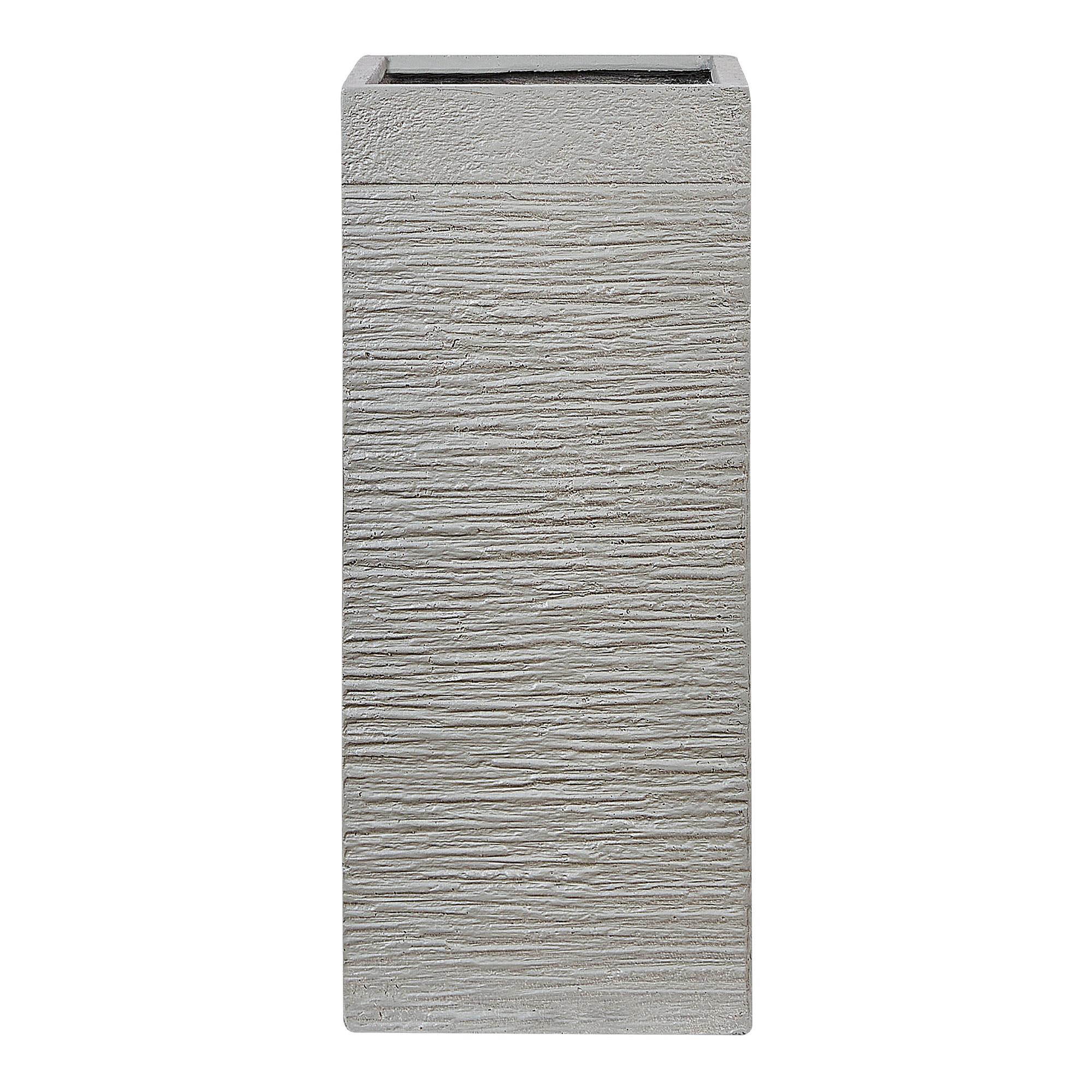 BLUMENTOPF taupe quadratisch 26/26/60 cm Dion - Beige, Naturmaterialien (60cm) - Beliani