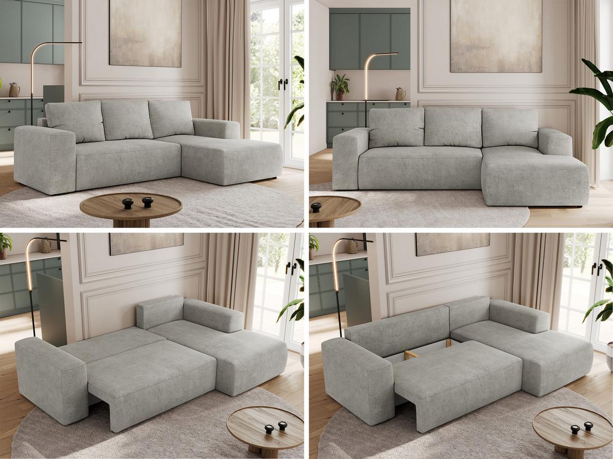 ECKSOFA TRENTINO L Hellgrau Stukture - Rechts - Hellgrau/Schwarz, Kunststoff/Textil (164/266cm) - MKS
