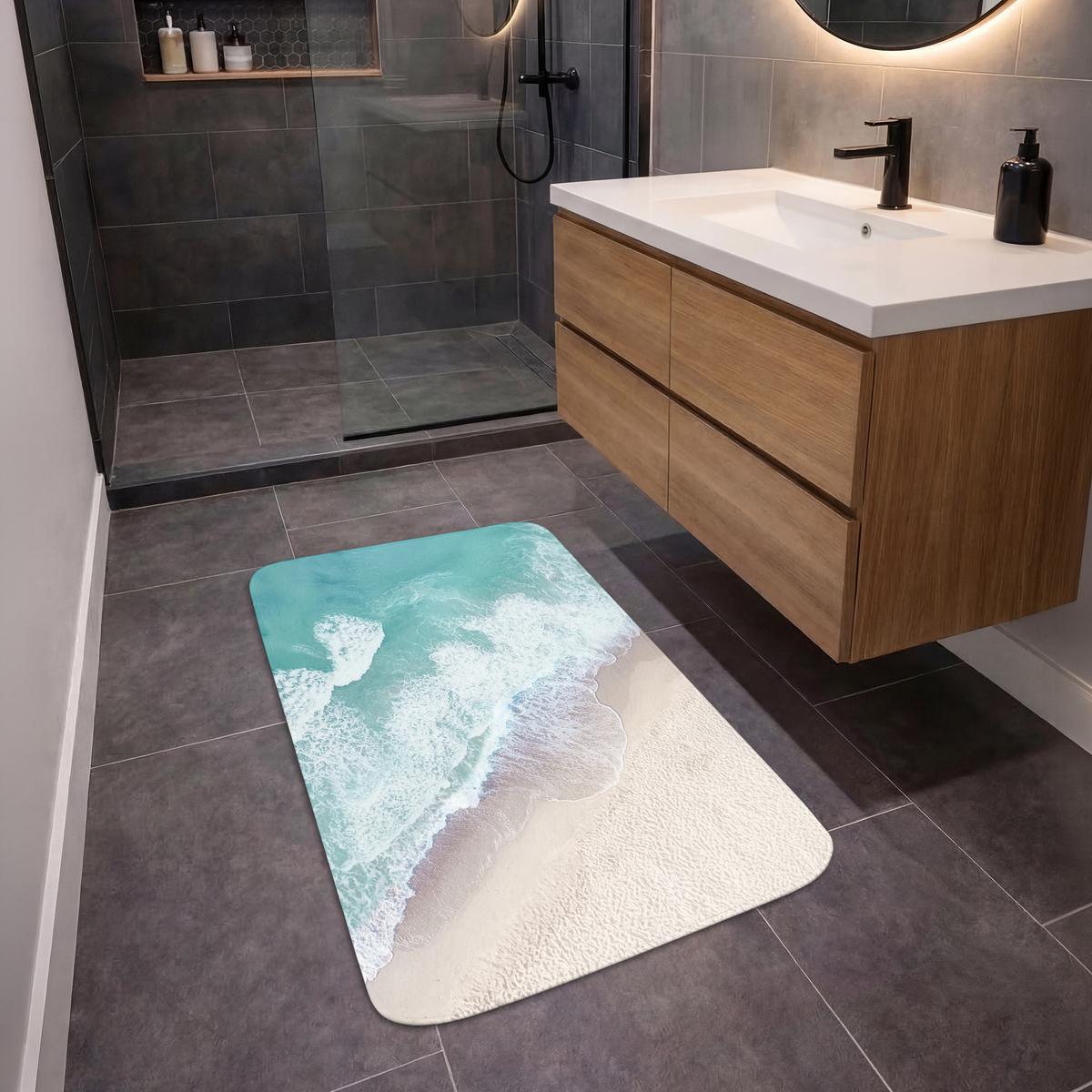 BADEMATTE Strand - Meer - Natur - Sommer 60x90 cm - Türkis, Textil (60/90cm) - OnlyWow