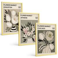 BILDER SET 3er Set - 40x60 cm Goldrahmen - Retro-Blumenarrangements - Goldfarben, Kunststoff (40/60cm) - TULUP