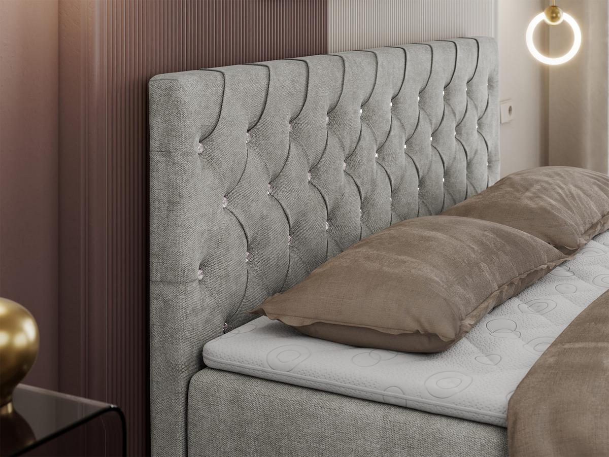 BOXBETT ROMA 120/200 - Hellgrau Strukture - H3 - Hellgrau, Holz/Textil (120/200cm)
