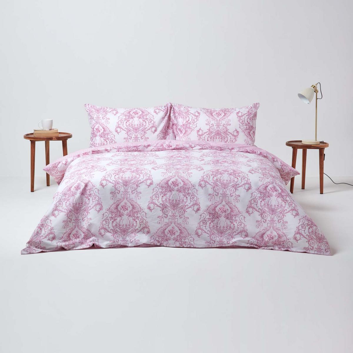 WENDEBETTWÄSCHE Toile-De-Jouy - Rosa, Textil (200/200cm) - Homescapes