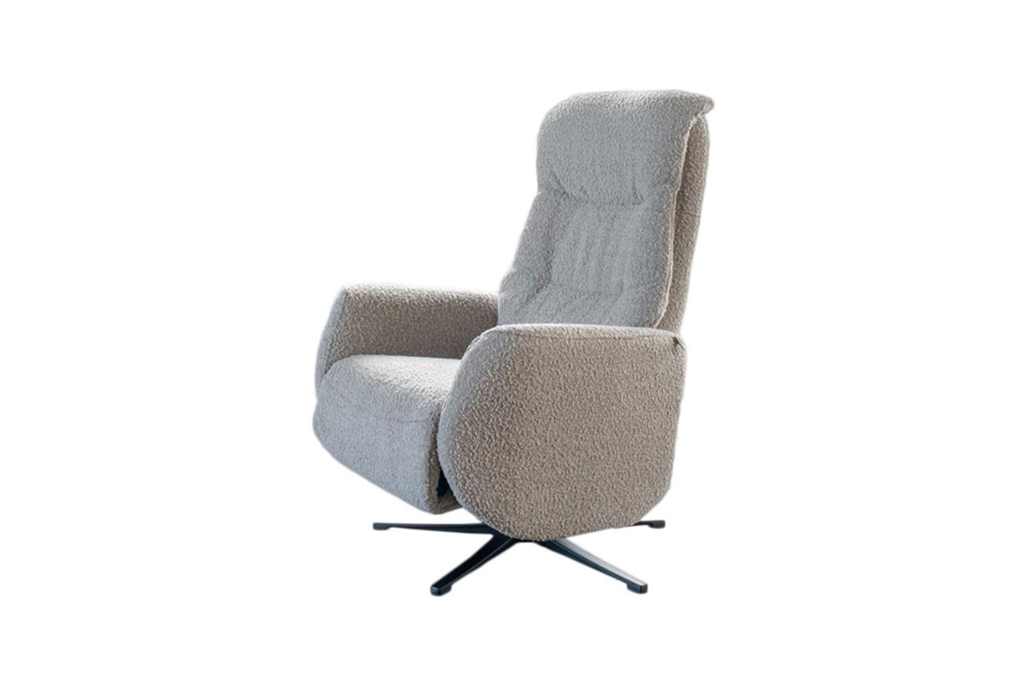 RELAXSESSEL SARI Taupe Webstoff Relaxfunktion - Taupe/Schwarz, Textil/Metall (77/108/89cm) - KAWOLA