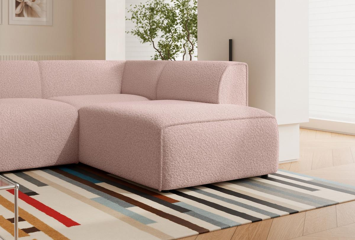 ECKSOFA ZAVO Rechts Feiner Mischstoff in Rosa - Rosa, Kunststoff/Textil (310/218cm) - Idohome