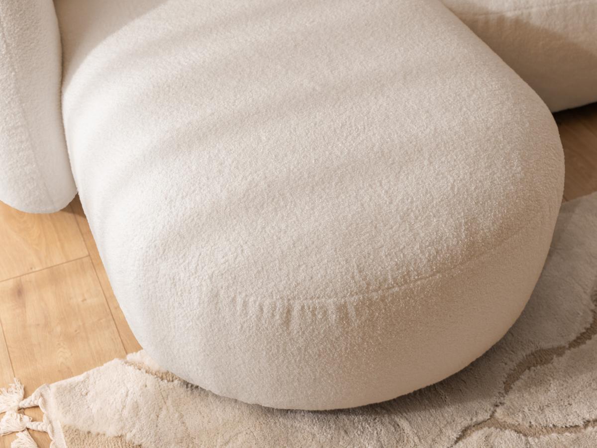 ECKSOFA Nuvola mit abgerundetem Design Hellbeige Bouclé-Stoff - Ottomane Links - Beige/Schwarz, Holz/Kunststoff (190/146cm) - S-Style Möbel