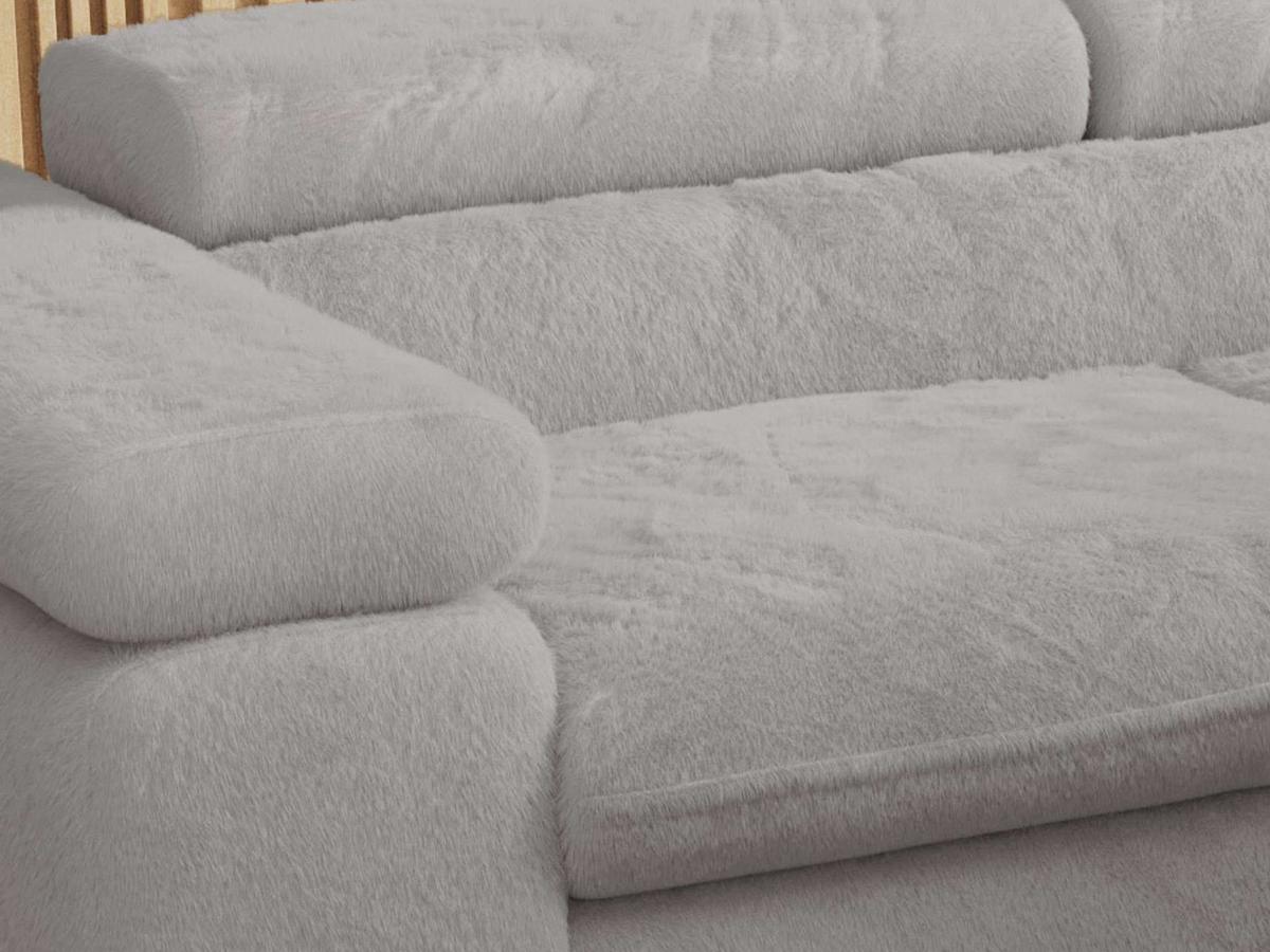 ECKSOFA PEDRO L Hellgrau Plüsch - Links Seite - Hellgrau/Schwarz, Textil/Metall (208/273cm) - MKS