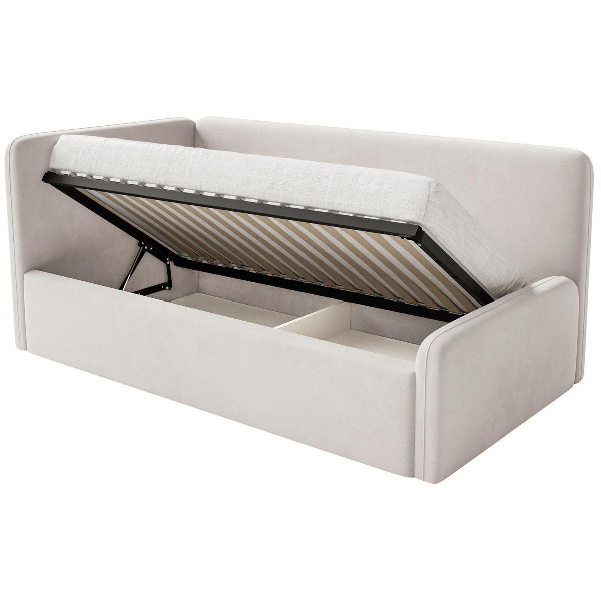 JUGENDBETT Fanko Samt Hellbeige 90x200 cm - Ecru/Schwarz, Kunststoff/Textil (90/200cm) - Selsey