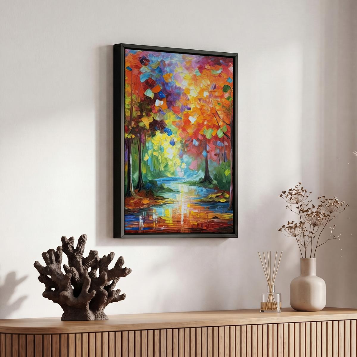 LEINWAND Bilder mit Rahmen - Landschaft - Wald - Farben - Natur - 20x30 - Multicolor, Textil (20/30cm) - MuchoWow