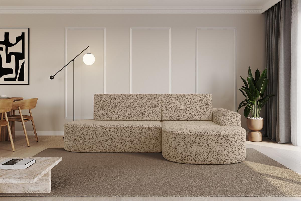 ECKSOFA mit Schlaffunktion und Bettkasten Ottomane Rechts MARI-L1-S - 283x167x73 cm Braun Tissu - Schwarz/Braun, Holzwerkstoff/Kunststoff (167/283cm) - ALTDECOR