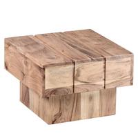 BEISTELLTISCH aus Massivholz, handgefertigt, Unikat, Beige 44x44x30 cm - Beige, Holz (44/44/30cm) - KADIMA DESIGN