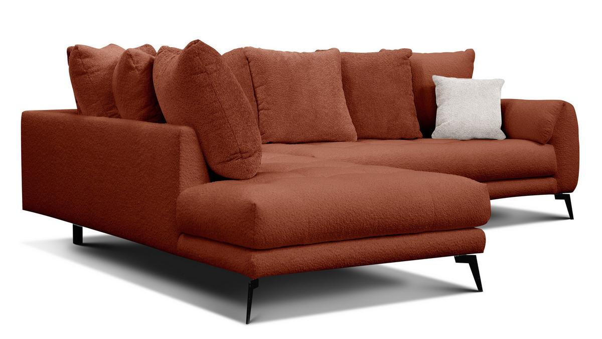 ECKSOFA CALME 5-Sitzer, dunkelorange - Dunkelorange/Schwarz, Holz/Textil (294/229cm) - Wozimo