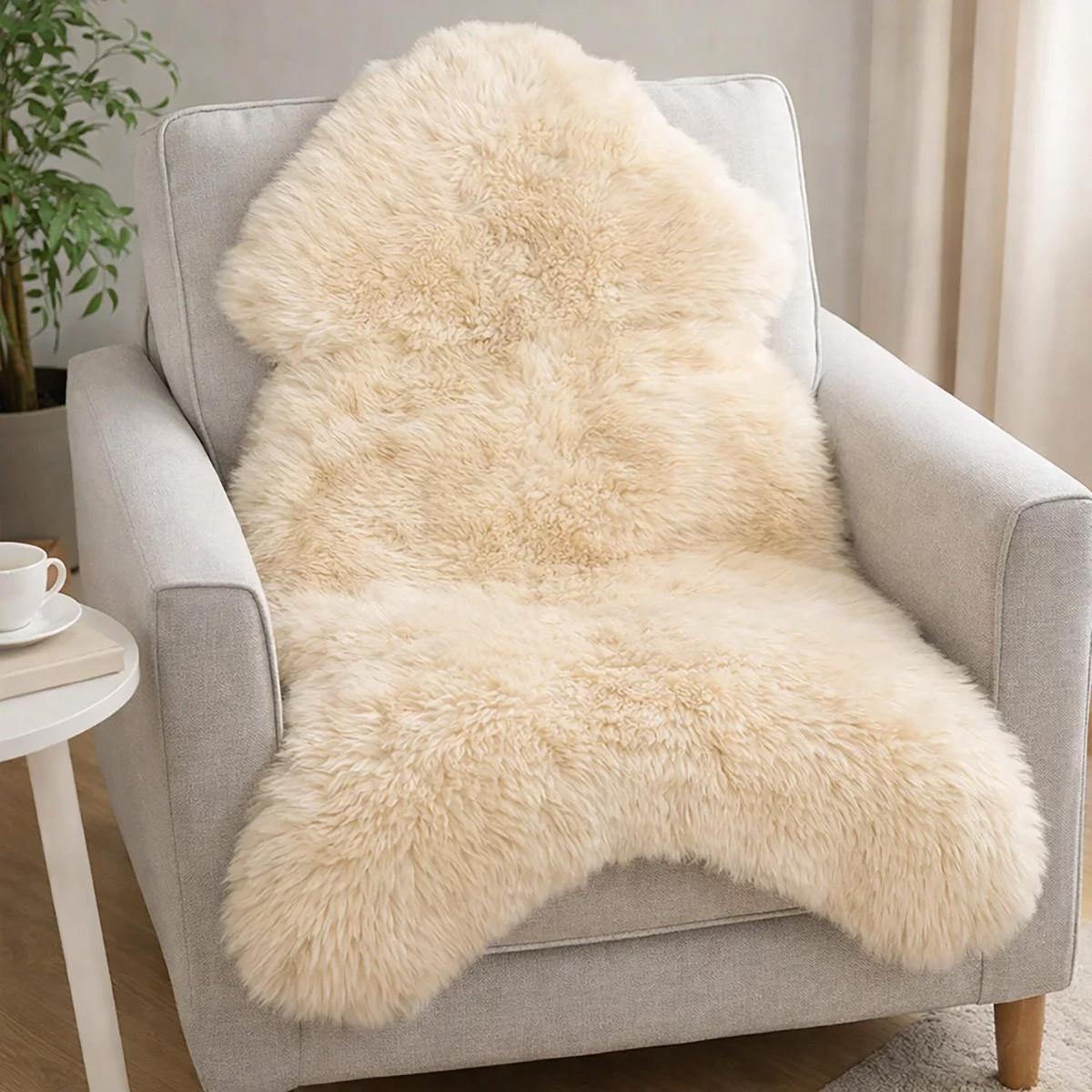 SCHAFFELL Premium Lammfell Natur ungeschoren weiche Wolle Vegetable gegerbt ca. 135 cm - Weiß Hochglanz, Fell (75/135cm) - Provellus