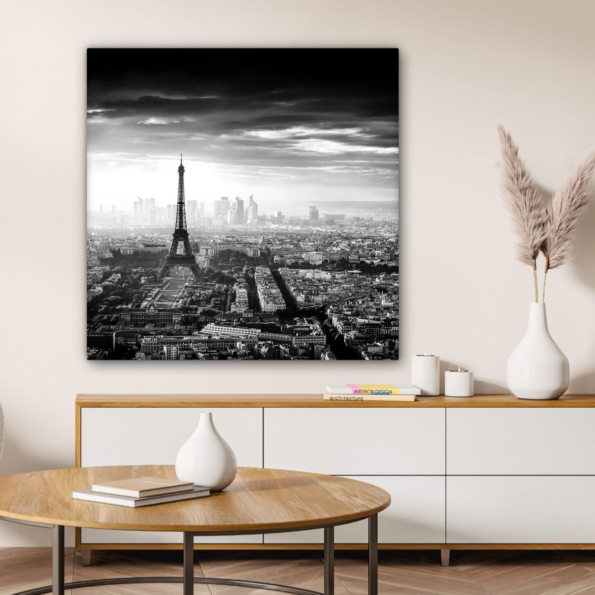 LEINWANDBILD Paris - Skyline - Eiffelturm - Stadt - Wolken Deko Groß 90x90 cm - Dunkelgrau, Textil (90/90cm) - MuchoWow