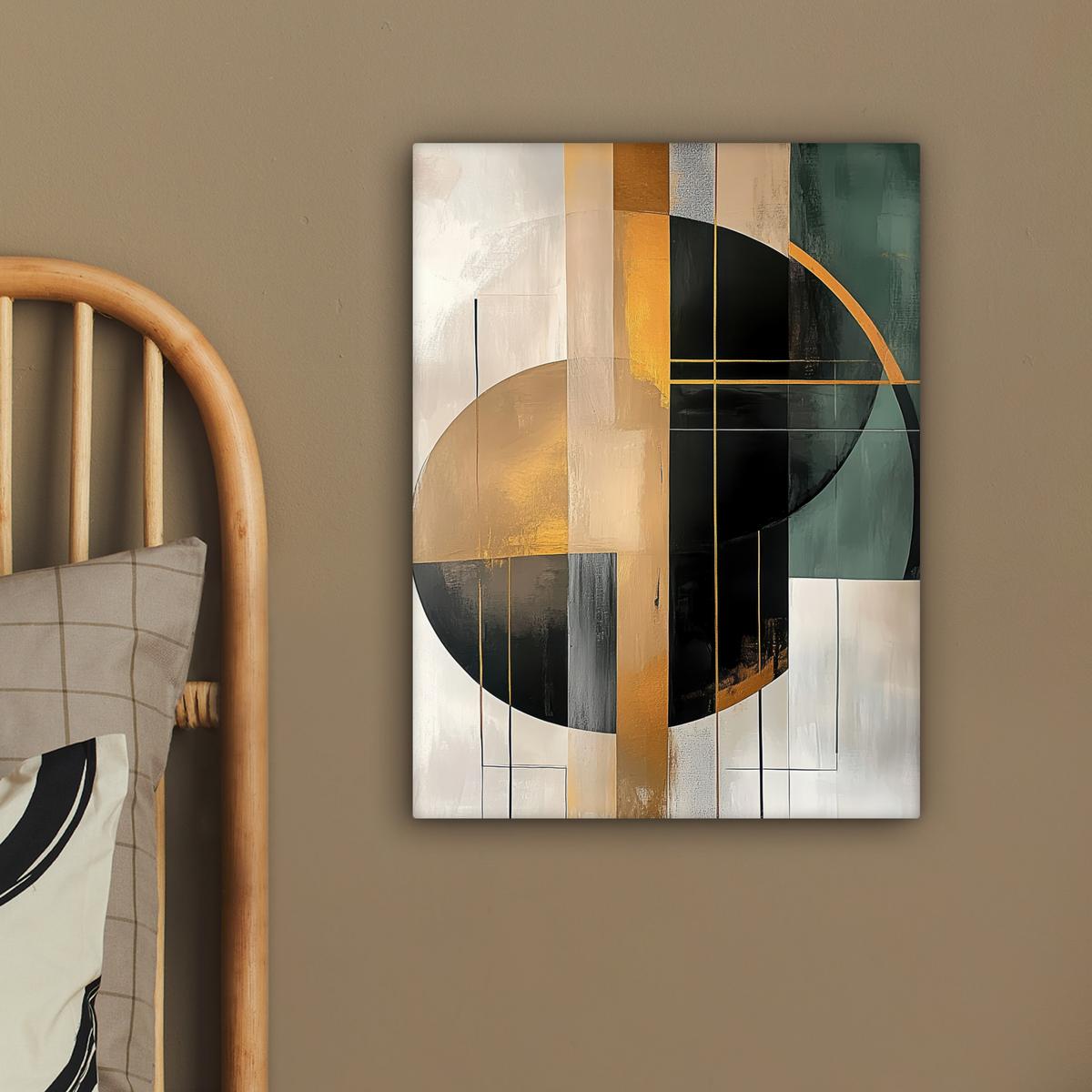 LEINWANDBILD Abstrakt - Gold - Bronze - Grün - Formen - Modern Room Decor 30x40 cm - Multicolor, Textil (30/40cm) - MuchoWow