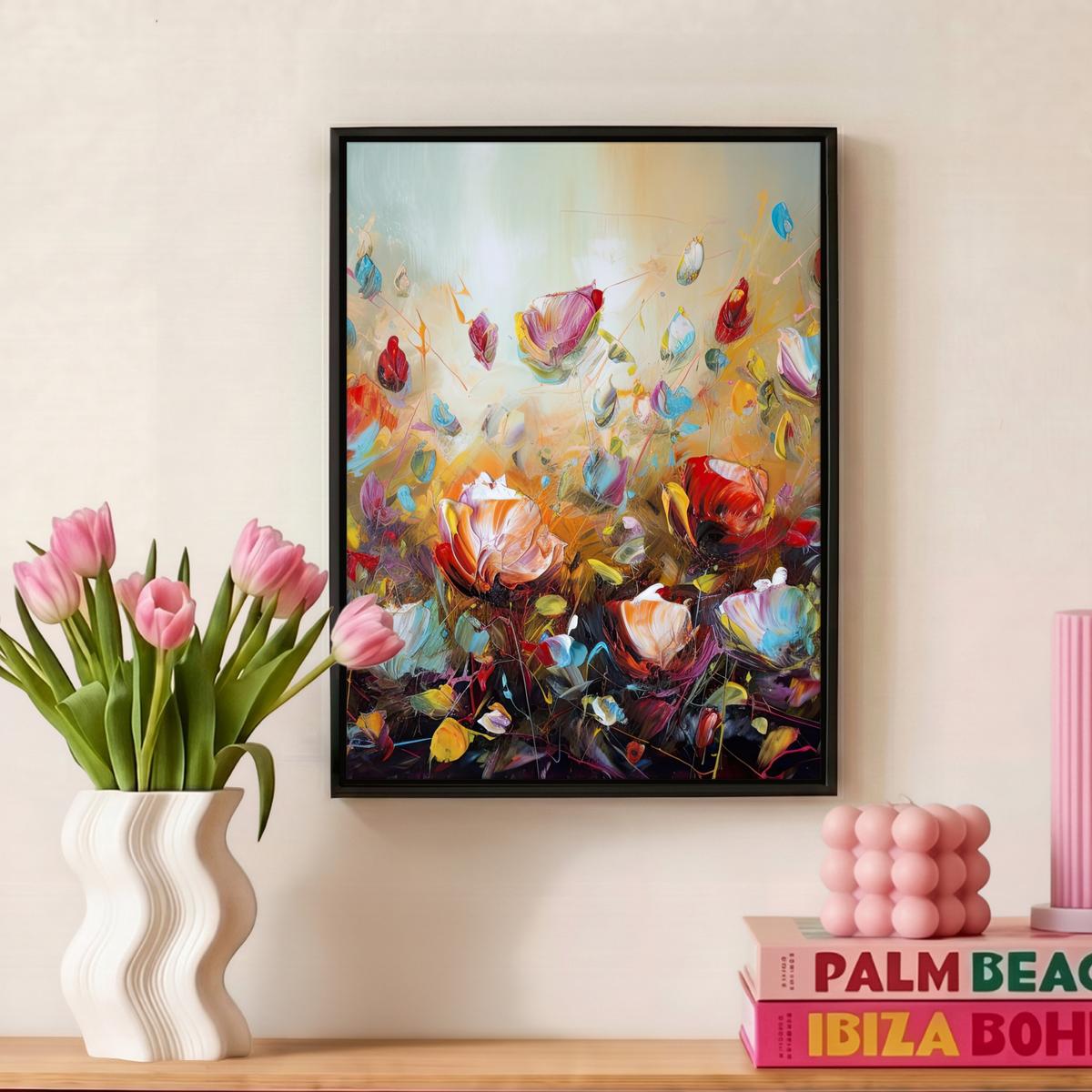 LEINWAND Bilder mit Rahmen - Blumen - Kunst - Natur - Ölgemälde - 30x40 - Multicolor, Textil (30/40cm) - MuchoWow