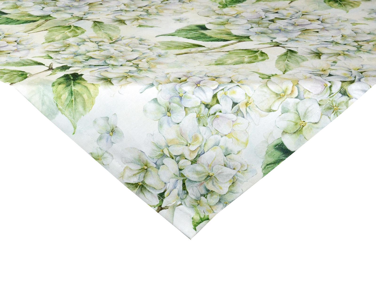 XS-MITTELDECKE Landlust-Hortensie weiß 60/60 cm - Weiß/Grün, Textil (60/60cm) - beties Heimtextil