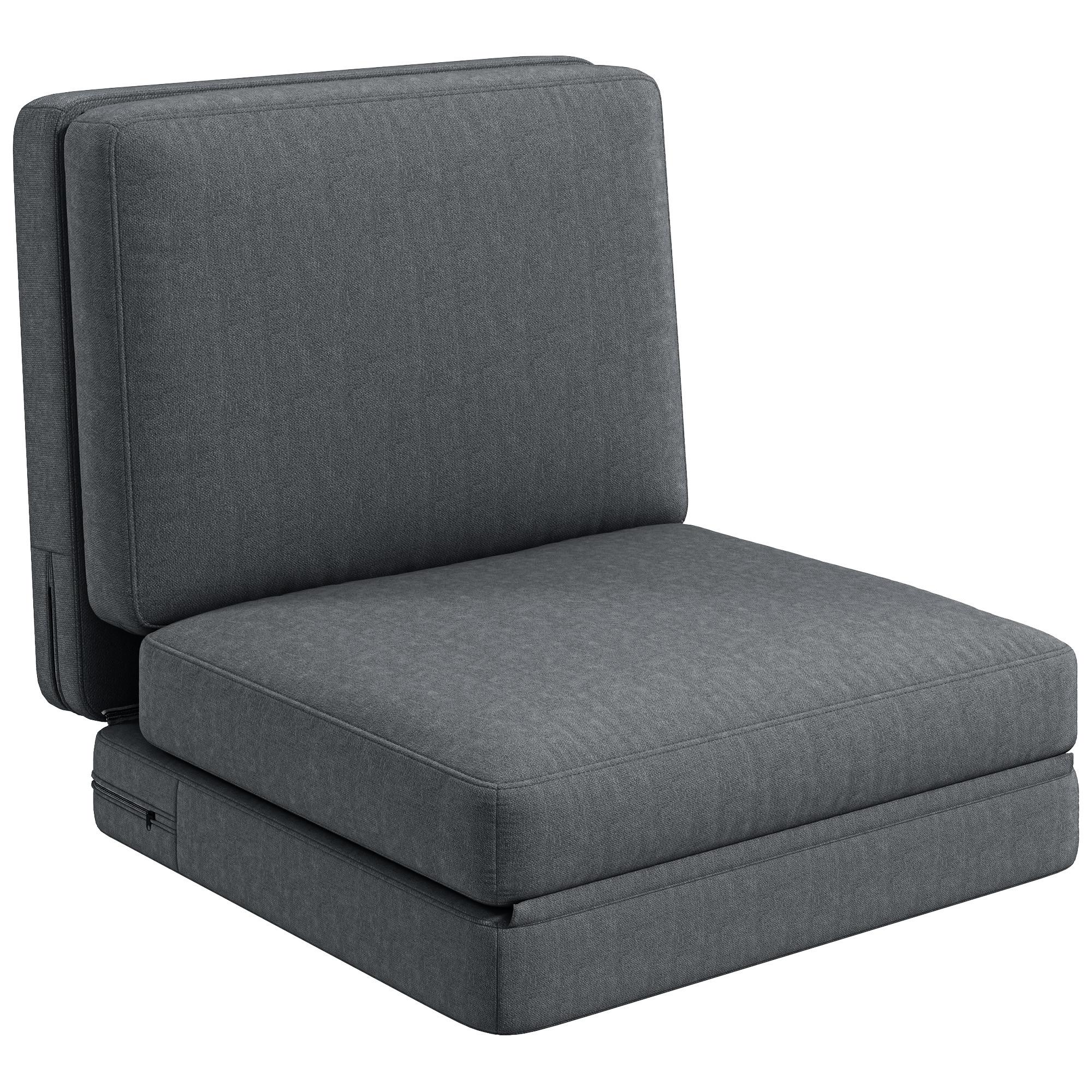 BODENSOFA 3-in-1, bis 240 kg belastbar, Dunkelgrau - Dunkelgrau, Kunststoff (75/18/268cm) - HOMCOM