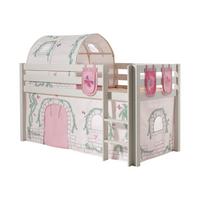 KINDERBETT Karolina 210x114x106 Massivholz Weiß Textilset Burg 4 - Hellgrau/Weiß, Holz (90/200cm) - 58aufmkessel