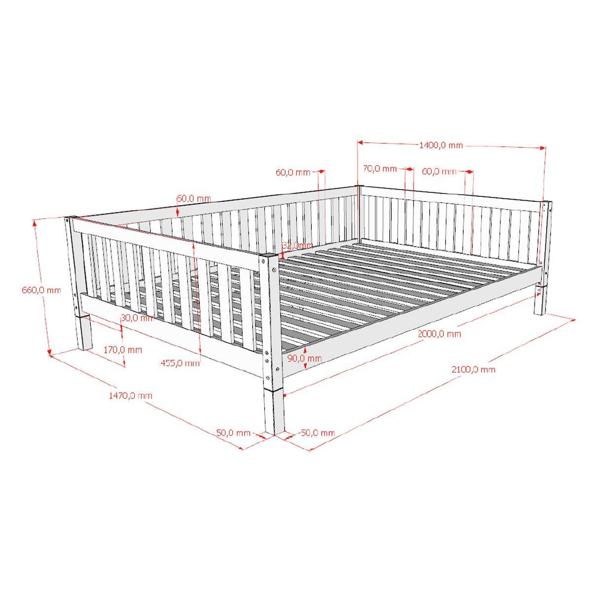 TAGESBETT Kapua 140x200 mit Bettschublade Kiefer Massivholz Natur - Kieferfarben, Holz (140/200cm) - 58aufmkessel