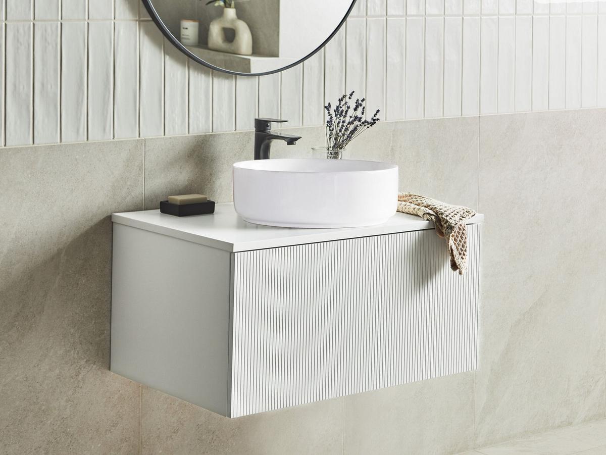 WASCHTISCHUNTERSCHRANK 80 cm Weiß Alzira - Weiß, Holzwerkstoff (80/40/52cm) - Beliani