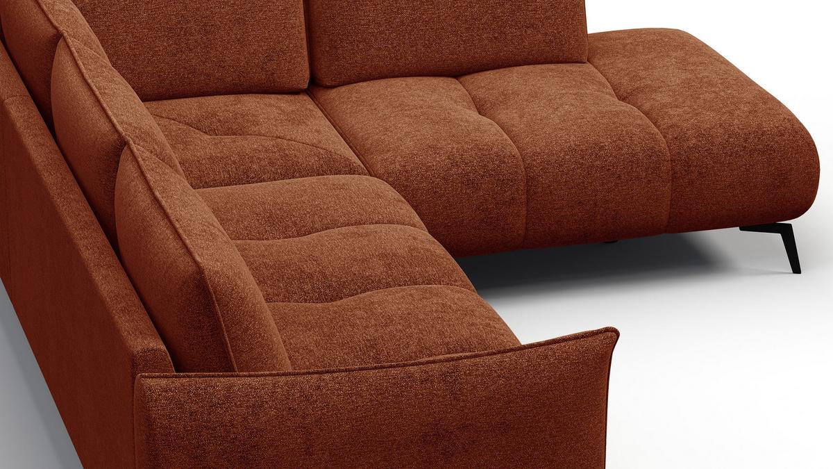 ECKSOFA AERA 5-Sitzer rechts, orange - Schwarz/Orange, Holz/Textil (268/206cm) - Wozimo