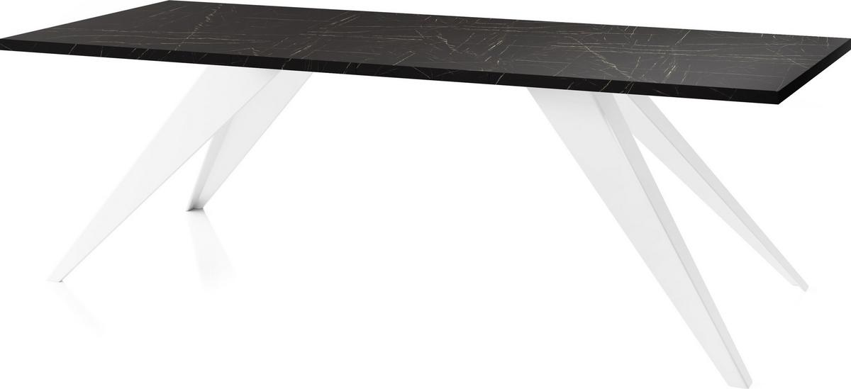 ESSTISCH Vance Weiß rechteckig ausziehbar, Marmor Schwarz 160-260/90/76 cm - Anthrazit/Weiß, Holzwerkstoff/Metall (90/260/76cm) - WFL GROUP