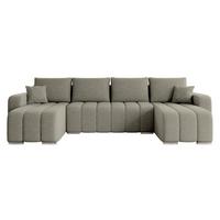 WOHNLANDSCHAFT Pufetto U Boucle - Greige/Silberfarben, Holz/Textil (313/86/147cm) - MIRJAN24