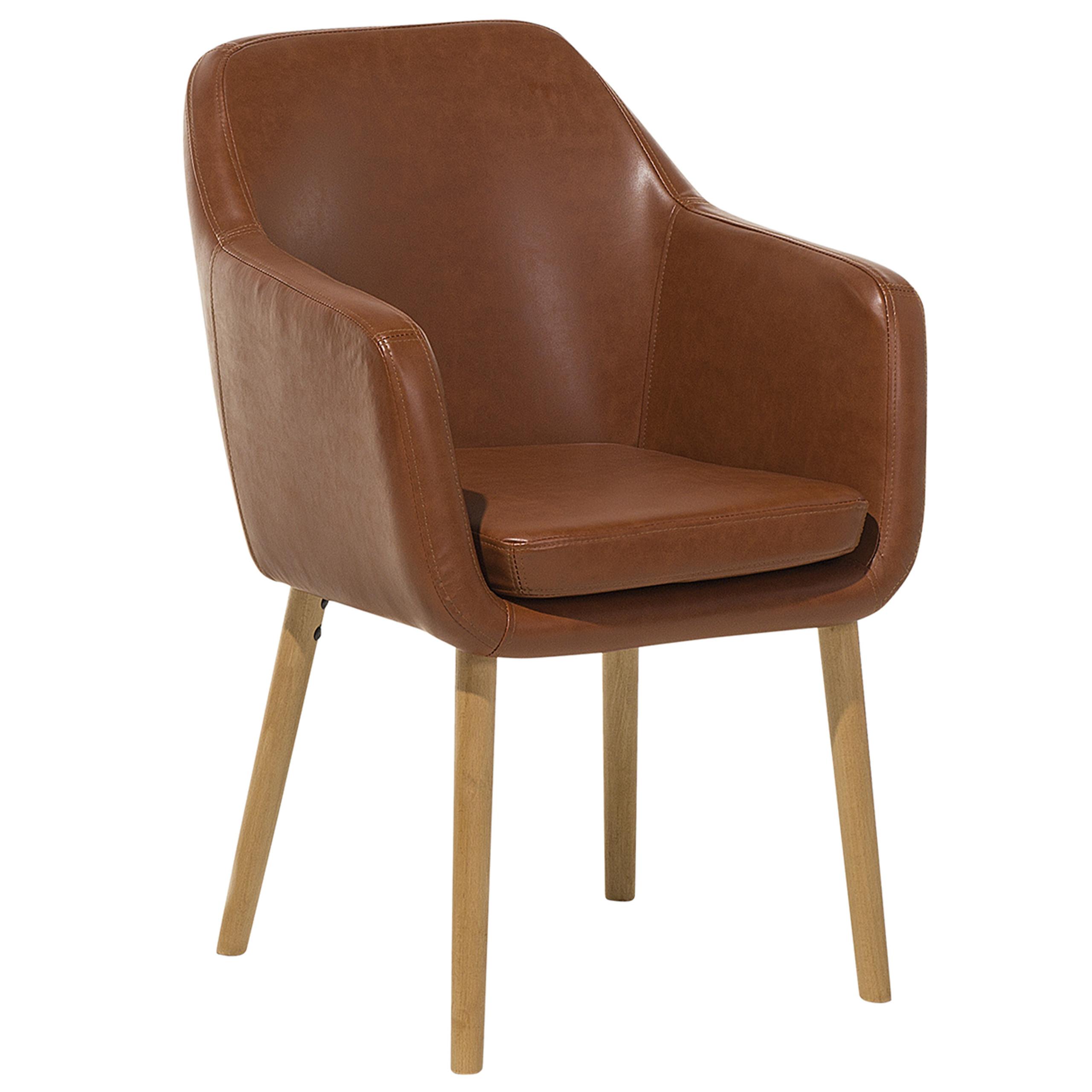 ESSZIMMERSTUHL Kunstleder Goldbraun Yorkville - Braun, Holz/Textil (56/82/46cm) - Beliani