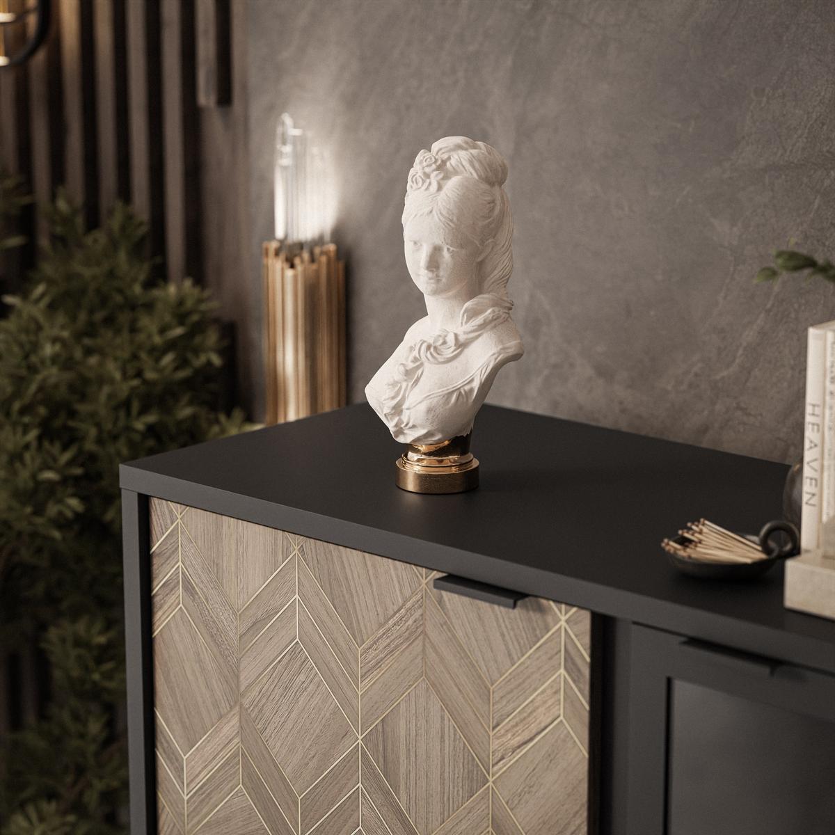 VITRINE LIAM mit Beleuchtung - Schwarz, Holzwerkstoff (101/124/41cm) - Lookway