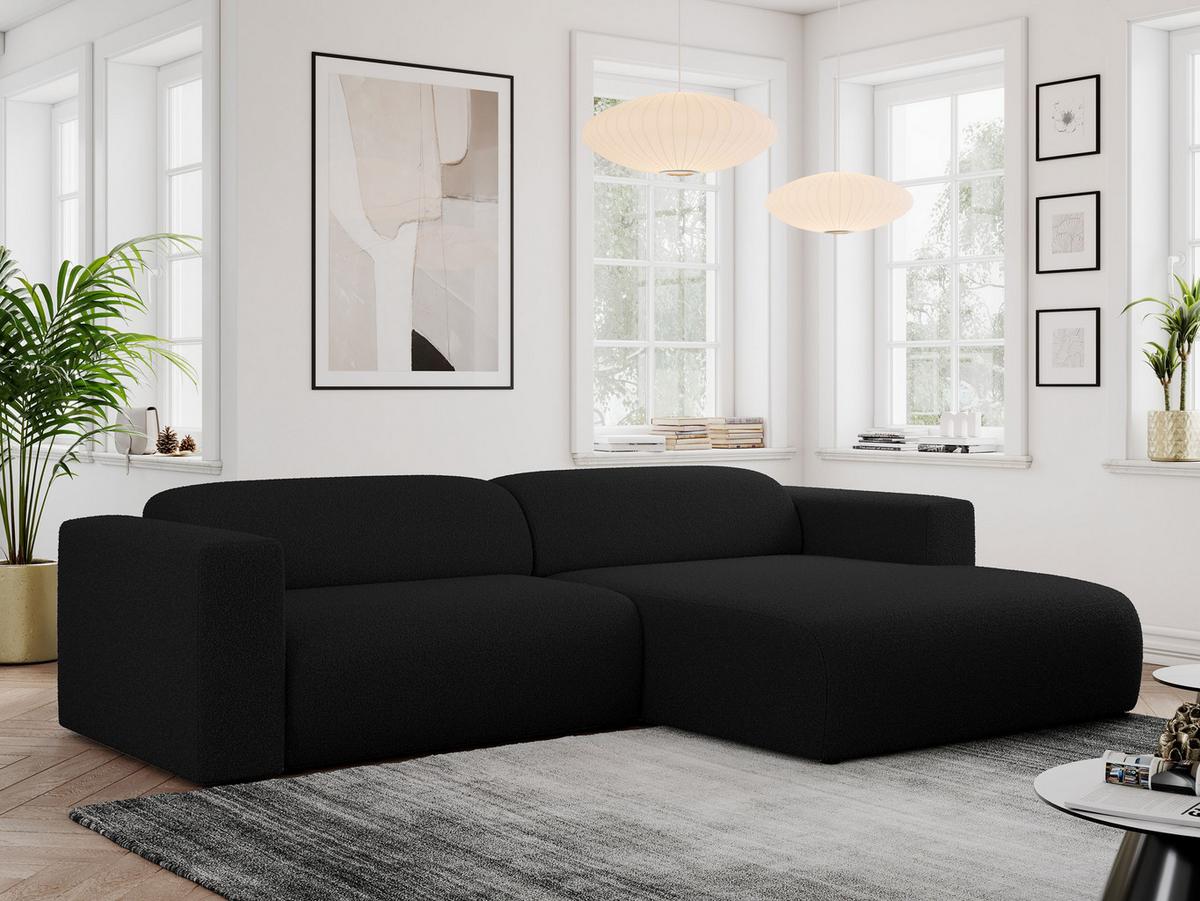 OFERTA WYCOFANA ECKSOFA PASADENA Schwarz Bouclé Rechts Seite - Schwarz, Kunststoff/Textil (288/180cm) - MKS