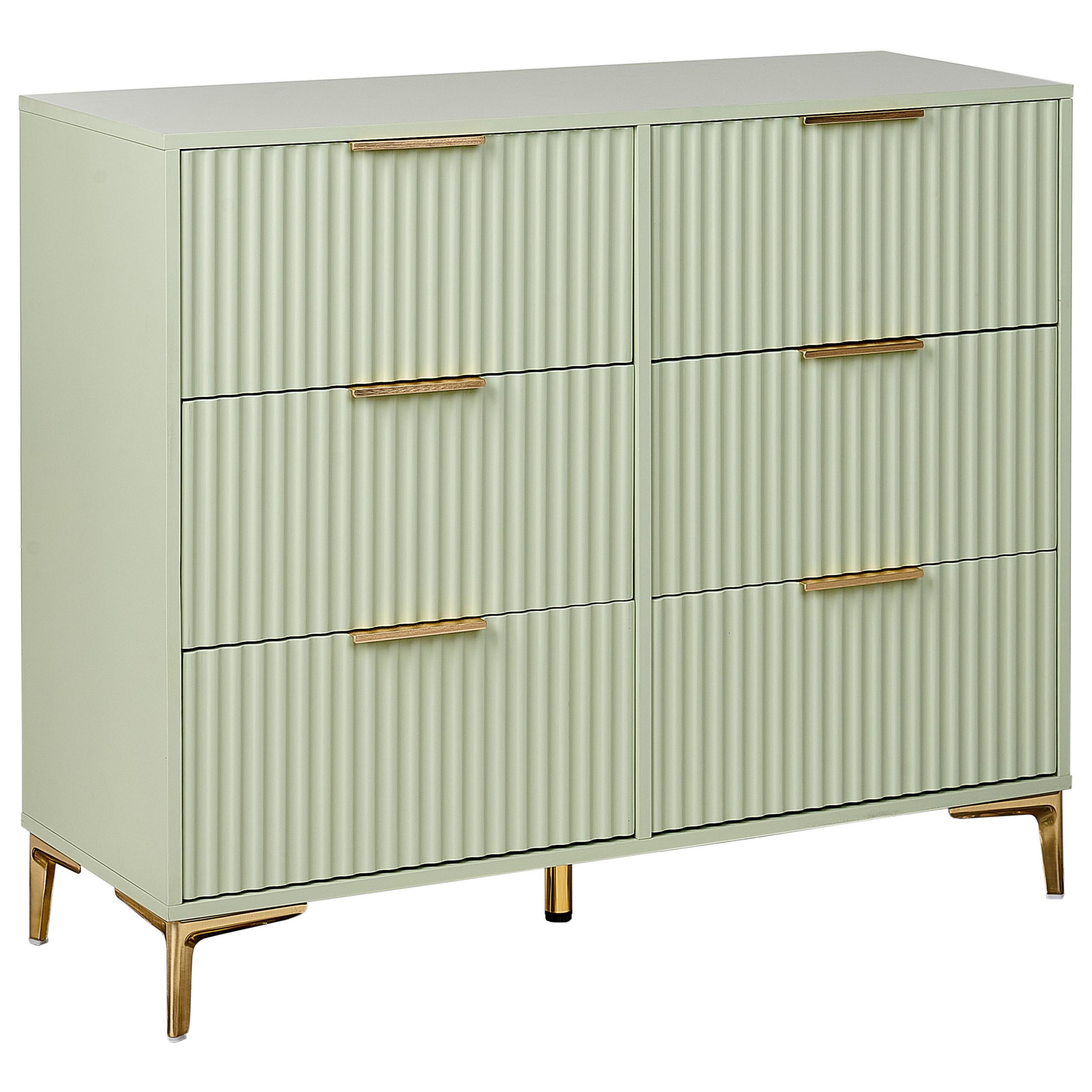 KOMMODE mit 6 Schubladen Hellgrün Walcott - Hellgrün, Holzwerkstoff (108/89/40cm) - Beliani