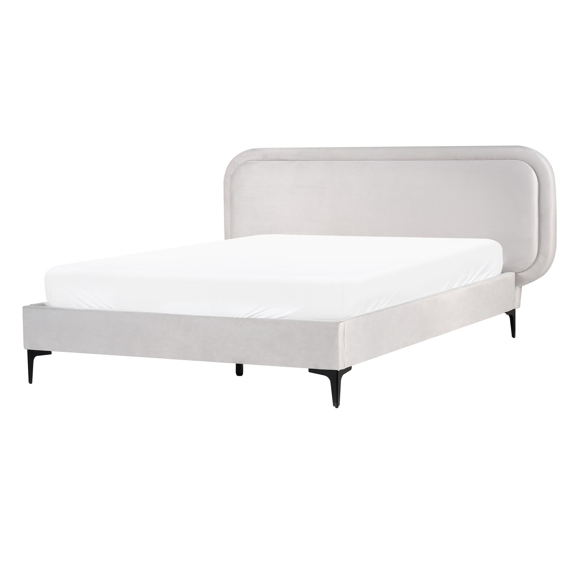 BETT mit Lattenrost 140/200 cm Hellgrau Suzette - Hellgrau, Textil (140/200cm) - Beliani