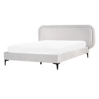 BETT mit Lattenrost 140/200 cm Hellgrau Suzette - Hellgrau, Textil (140/200cm) - Beliani