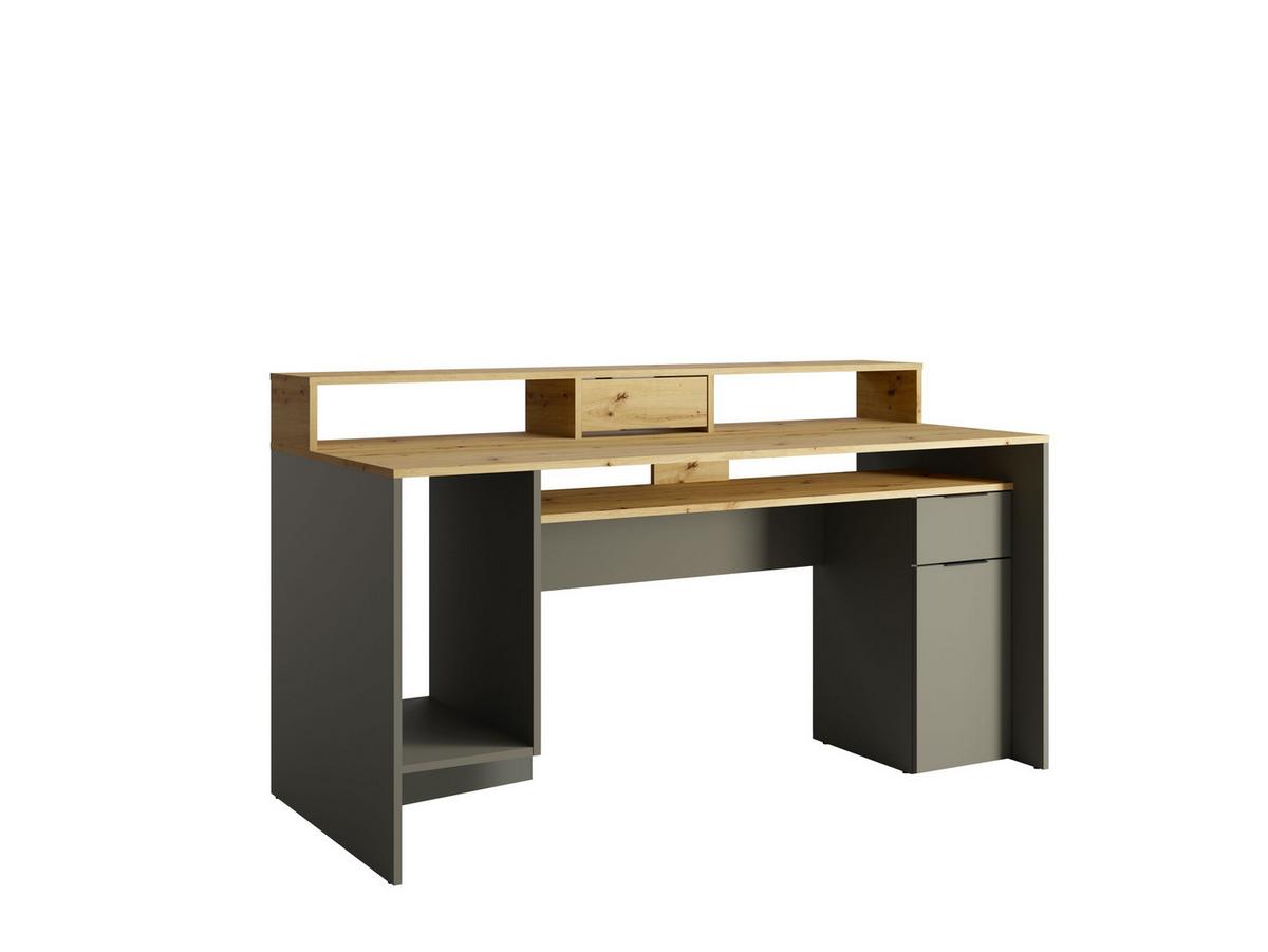 SCHREIBTISCH Graphit, Eiche Artisan 160/91,45/70 - Eiche Artisan, Holzwerkstoff (90/50/91cm) - RAUMHIRSCH FURNITURE