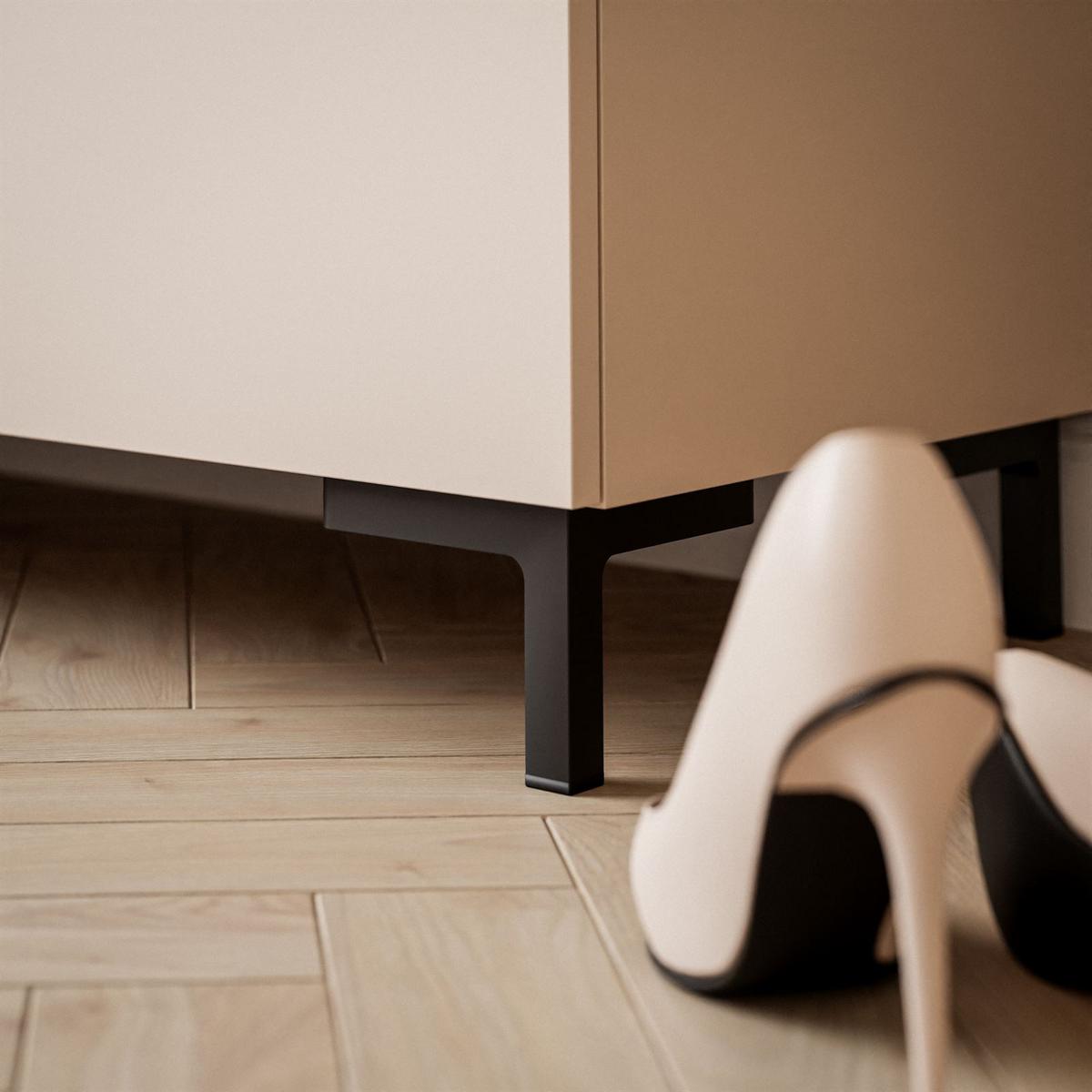KOMMODE LINA KASCHMIR 4S mit Schubladen und LED-Beleuchtung Schwarze Beine und Griffe - Kaschmir/Schwarz, Holzwerkstoff (95/86/40cm) - Lookway
