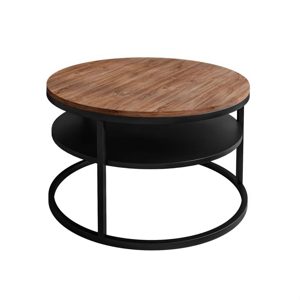 COUCHTISCH CIRI SLIM mit Regal Eichenholz Sterling - Schwarz, Holzwerkstoff (60/60/42cm) - Lookway
