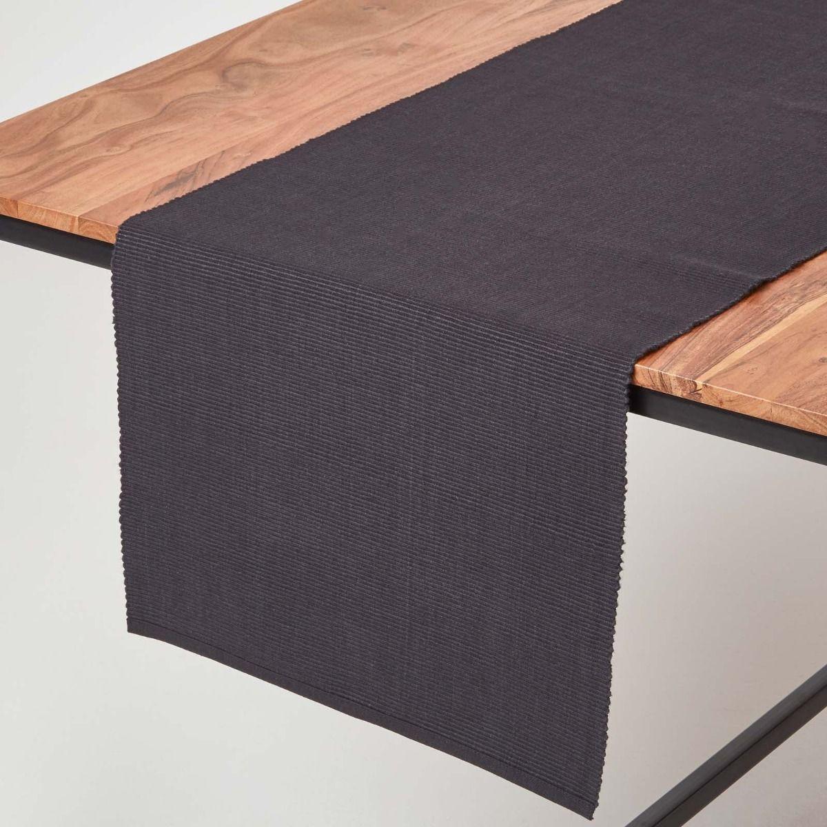 TISCHLÄUFER schwarz 44/178 cm, 100% Baumwolle - Schwarz, Textil (44/178cm) - Homescapes