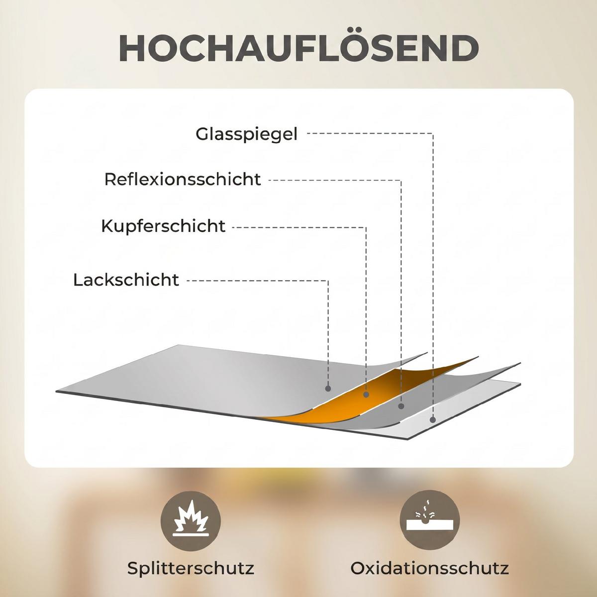 WANDSPIEGEL MDF Glas Schwarz - Schwarz, Glas/Holzwerkstoff (2/101.6/76.2cm) - HOMCOM