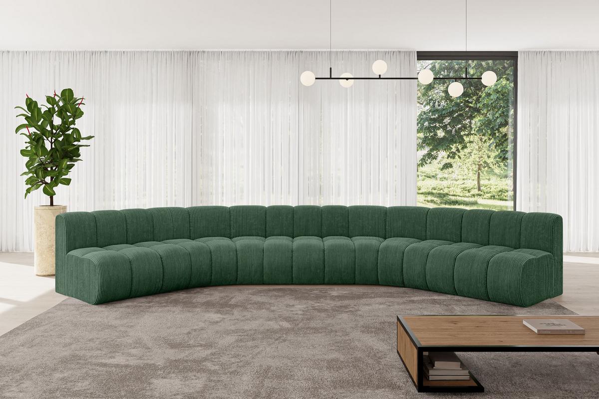 WOHNLANDSCHAFT modulares Sofa Montra-U1 - 490x174x70 cm Grün - Grün, Holzwerkstoff/Textil (490/70/174cm) - ALTDECOR