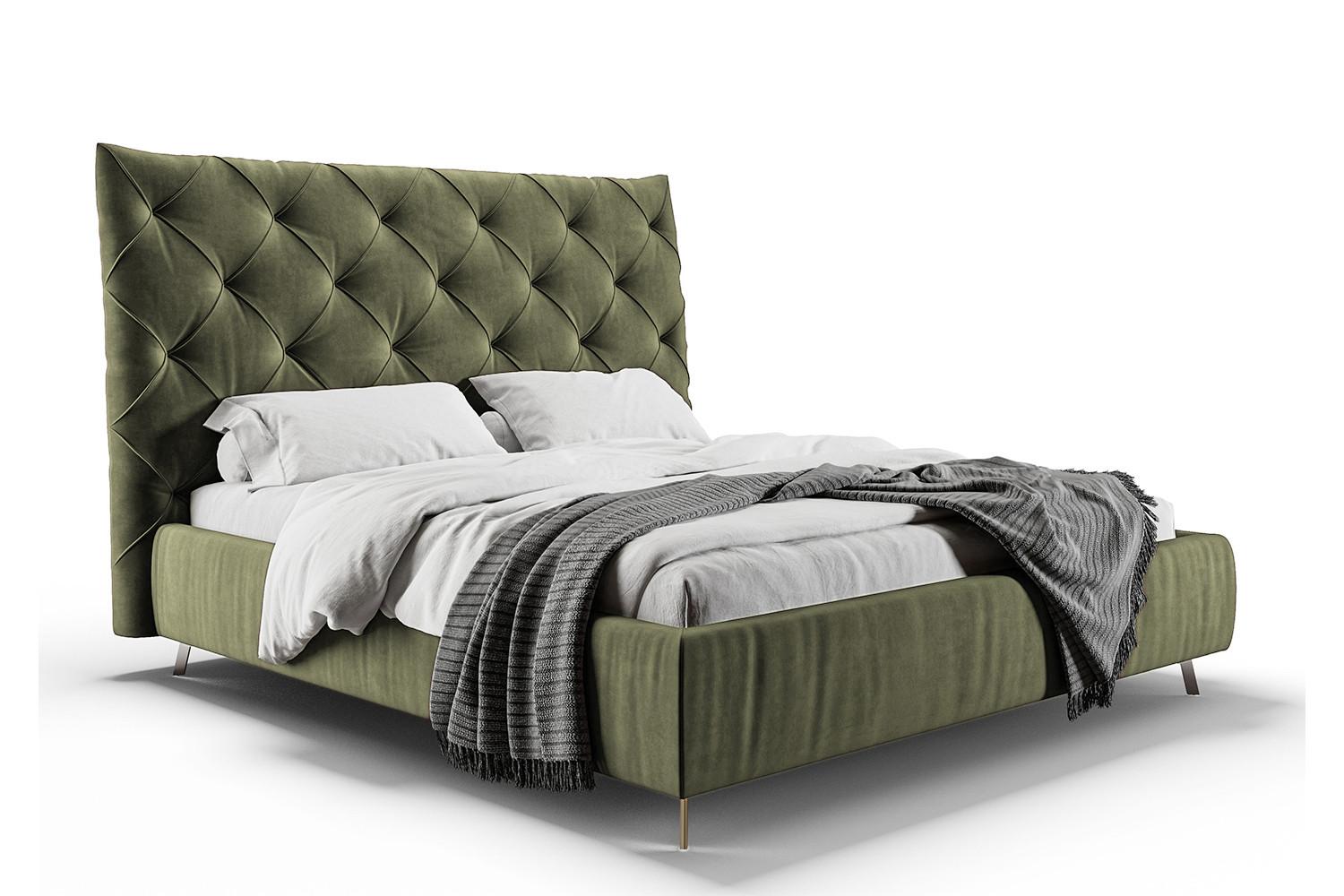POLSTERBETT ANNY Grün Velvet - Olivgrün/Grün, Textil (160/200cm) - KAWOLA